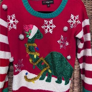 Festive Dinosaur Christmas Sweater